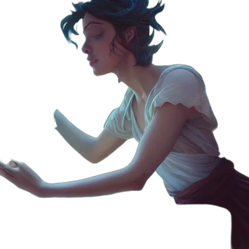 staff, hair, concept art, photorealistic transparent PNG cut-out