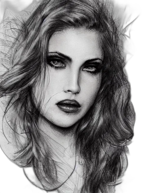 face, hair, pencil sketch, photorealistic transparent PNG cut-out