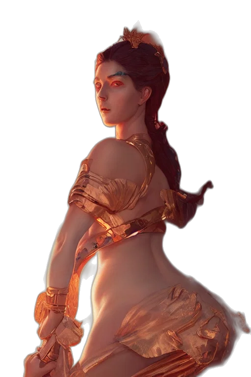 dress, staff, crown, concept art transparent PNG cut-out