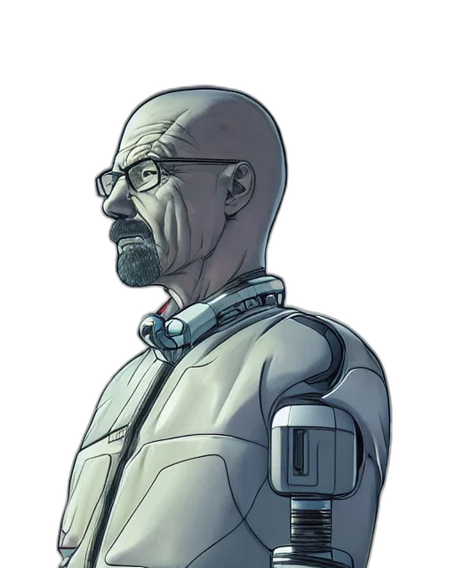 robot, jacket, staff, face transparent PNG cut-out