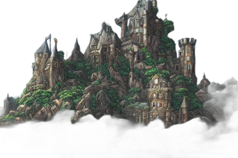 dragon, building, fantasy art, concept art transparent PNG cut-out