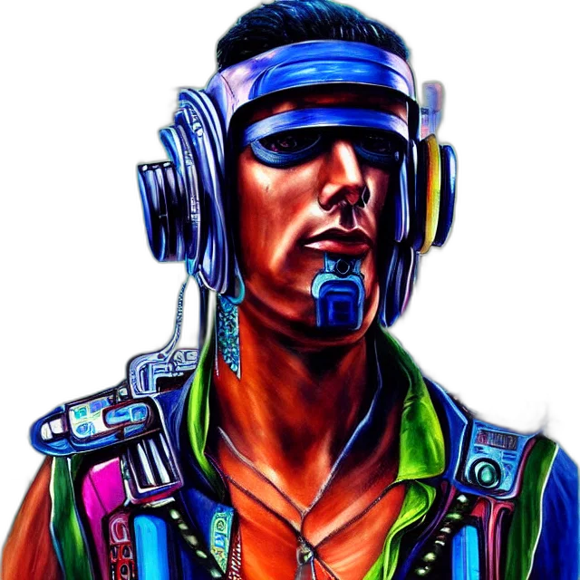 face, cyberpunk, comic book art, photorealistic transparent PNG cut-out