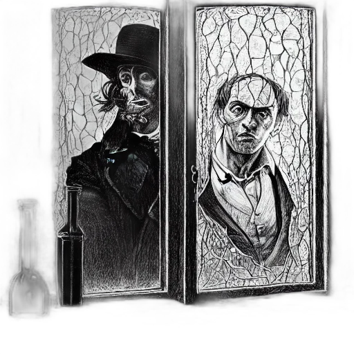 mask, bottle, comic book art, concept art transparent PNG cut-out