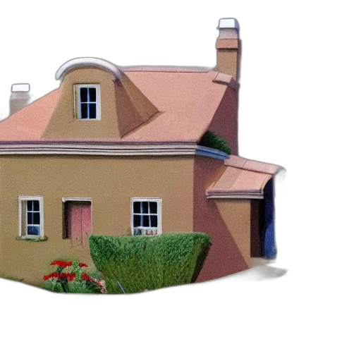 building, umbrella, hat, 3d render transparent PNG cut-out