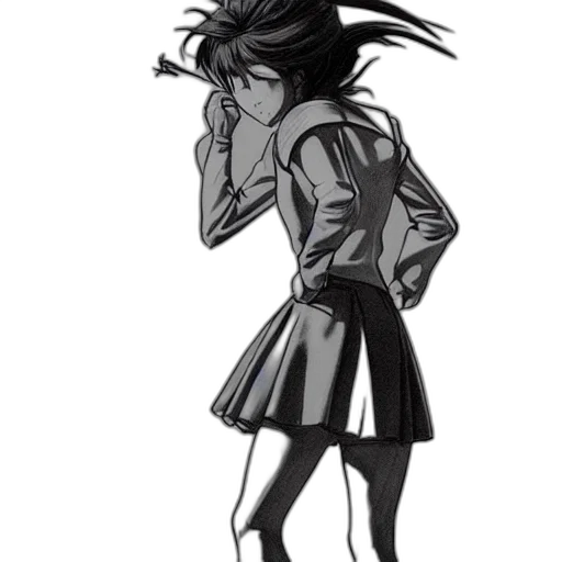 jacket, dress, hair, staff transparent PNG cut-out