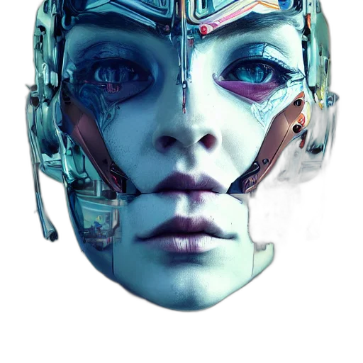 robot, mask, face, cyberpunk transparent PNG cut-out