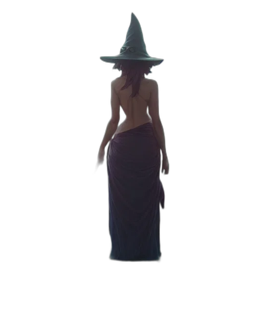 dress, hat, staff, creature transparent PNG cut-out