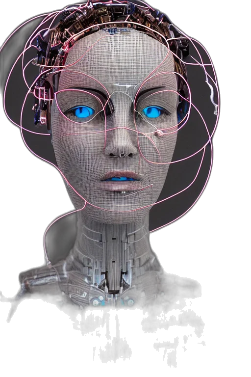 robot, face, mask, cyberpunk transparent PNG cut-out