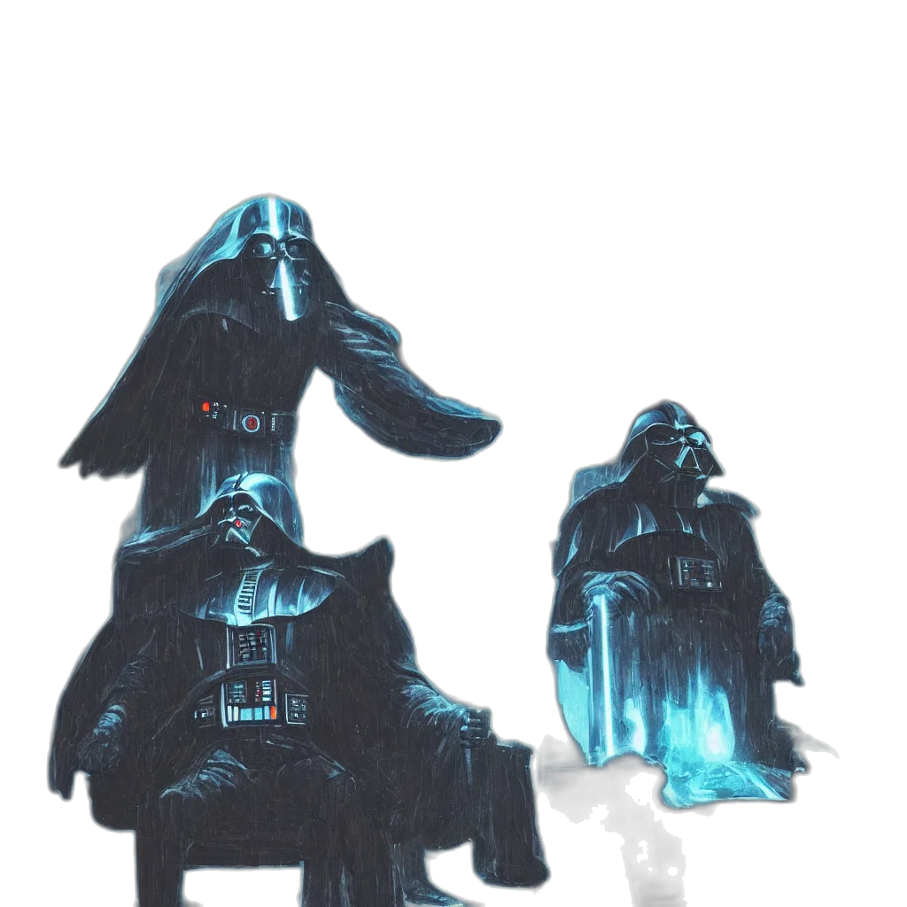mask, jacket, creature, staff transparent PNG cut-out