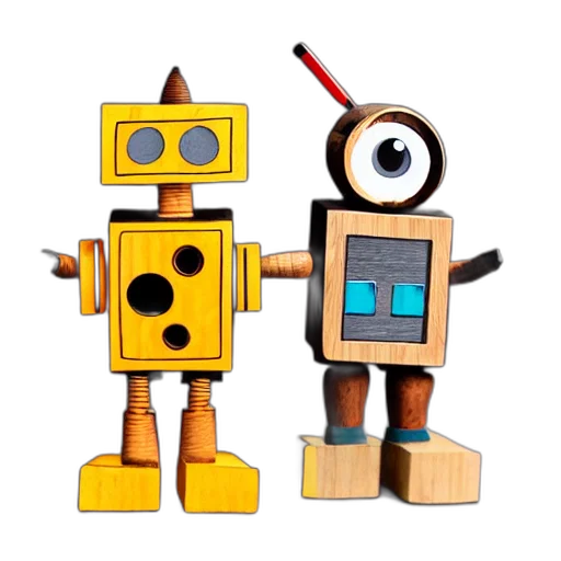 robot, 3d render, concept art, pixel art transparent PNG cut-out