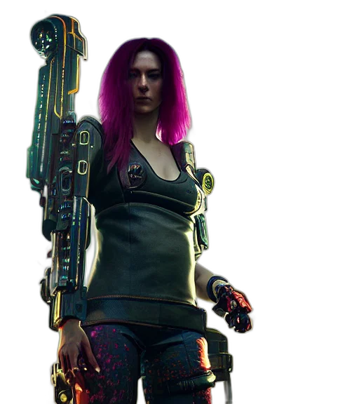 weapon, staff, dress, cyberpunk transparent PNG cut-out