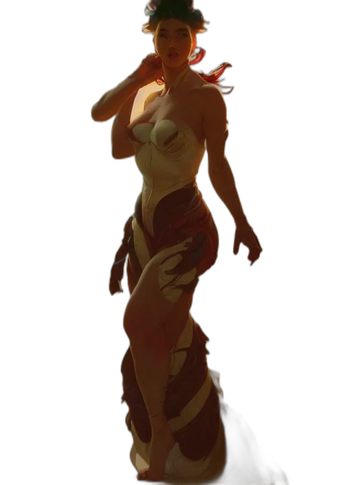 dress, staff, weapon, creature transparent PNG cut-out