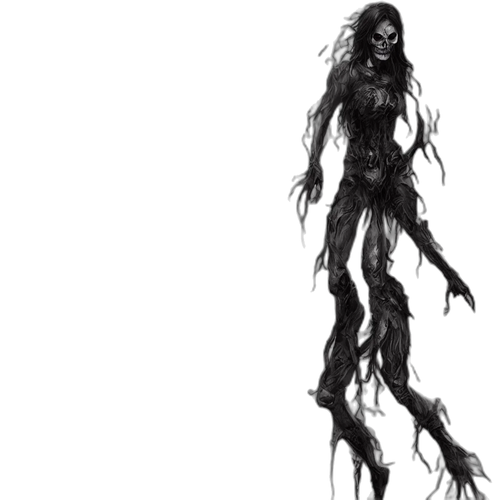 creature, hair, dress, staff transparent PNG cut-out