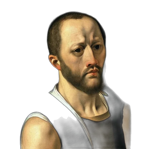 face, staff, photorealistic, oil painting transparent PNG cut-out