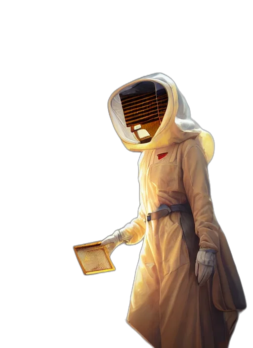 robot, mask, jacket, staff transparent PNG cut-out