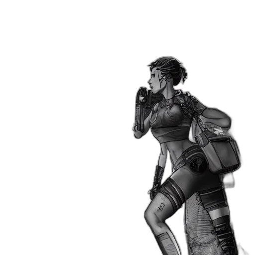 robot, staff, weapon, jacket transparent PNG cut-out