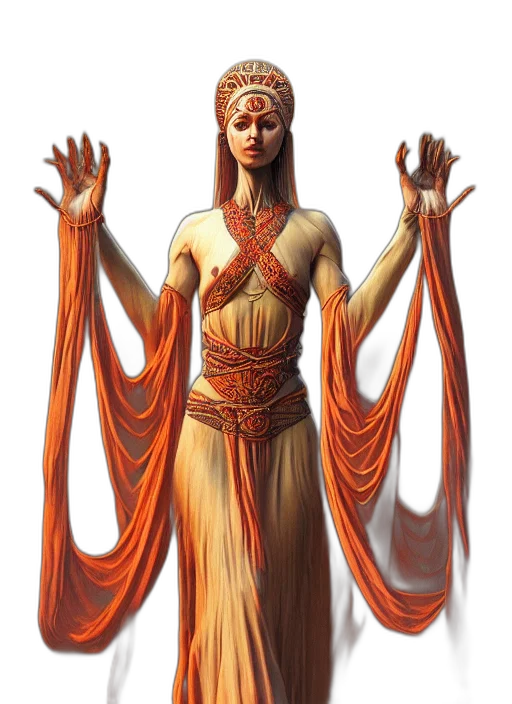dress, staff, concept art, fantasy art transparent PNG cut-out