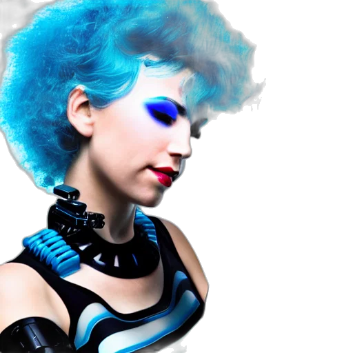 robot, hair, cyberpunk, concept art transparent PNG cut-out