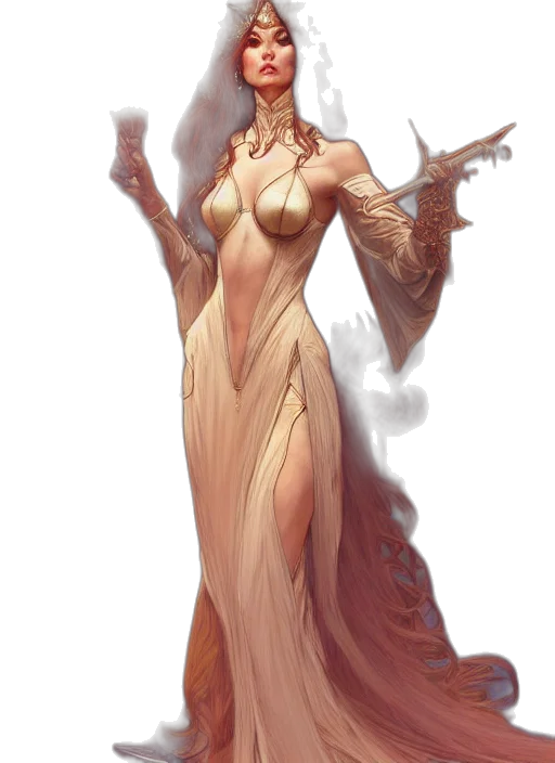 dress, staff, fantasy art, concept art transparent PNG cut-out