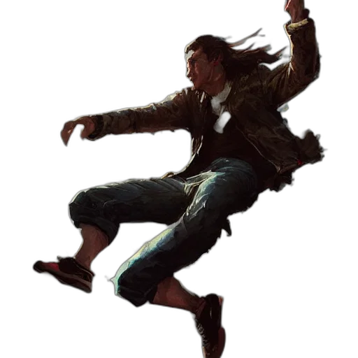 jacket, staff, weapon, shoes transparent PNG cut-out