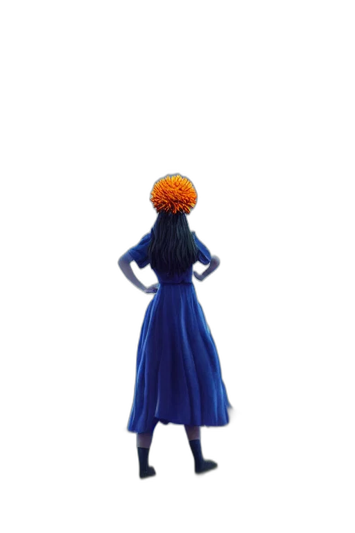 dress, crown, staff, hair transparent PNG cut-out