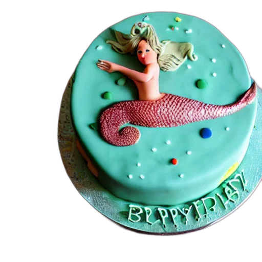 mermaid, themed, birthday, cake transparent PNG cut-out