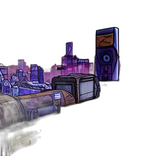 weapon, robot, car, building transparent PNG cut-out