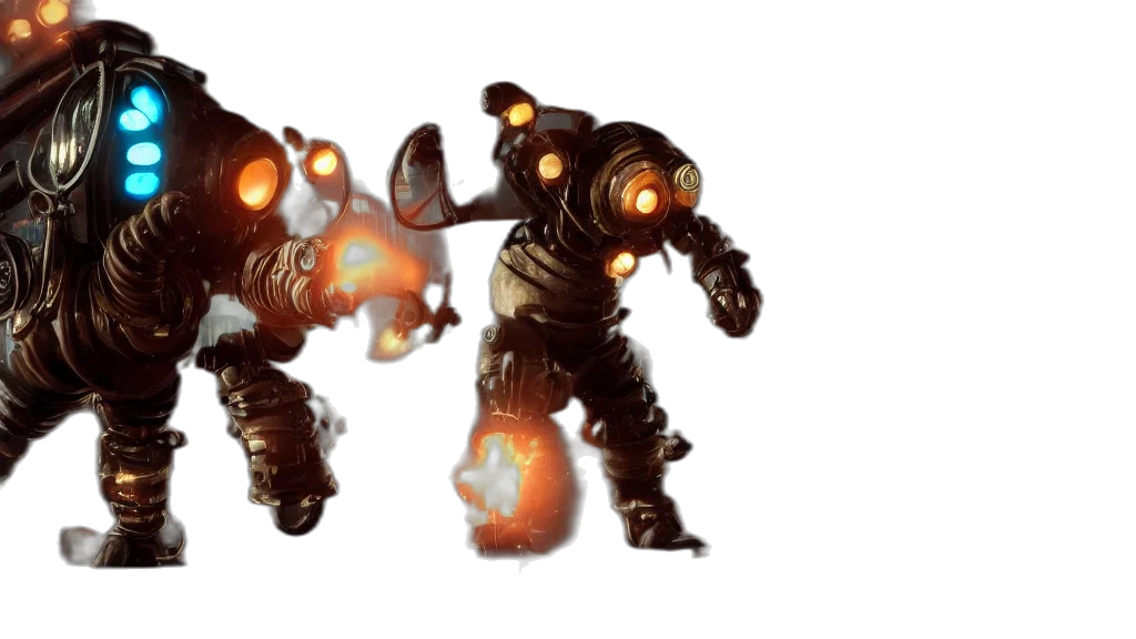 robot, weapon, concept art, 3d render transparent PNG cut-out