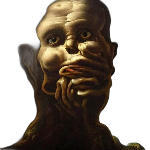 face, mask, creature, photorealistic transparent PNG cut-out
