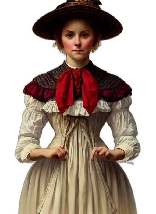 dress, hat, face, staff transparent PNG cut-out