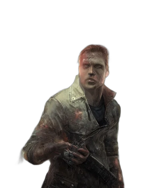 jacket, weapon, staff, face transparent PNG cut-out