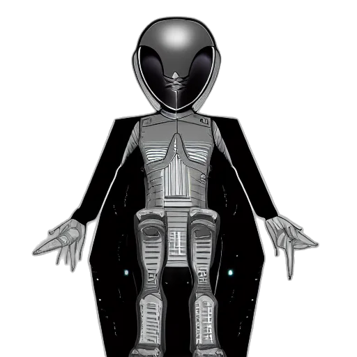 robot, jacket, staff, creature transparent PNG cut-out