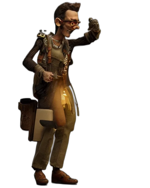 staff, jacket, weapon, robot transparent PNG cut-out