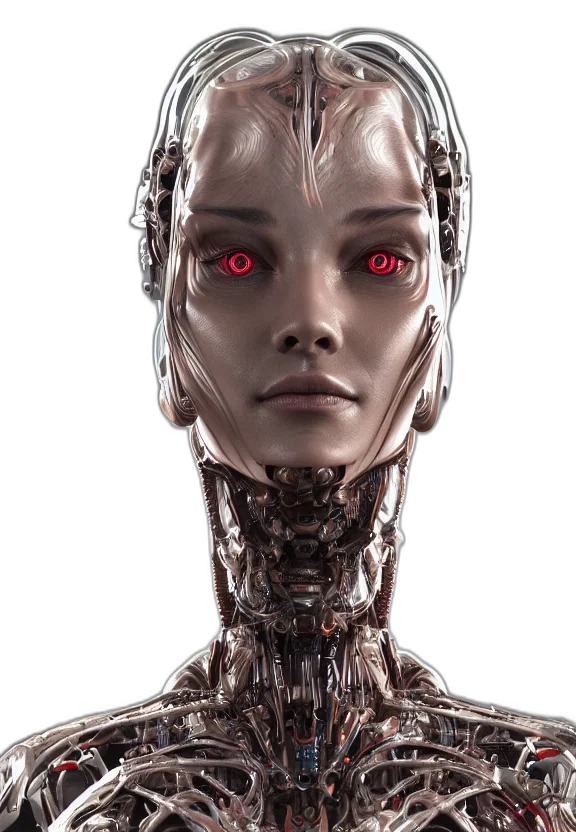 robot, face, creature, cyberpunk transparent PNG cut-out