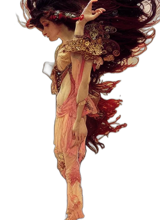 dress, jewelry, staff, fantasy art transparent PNG cut-out