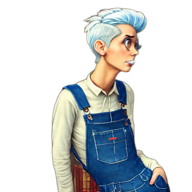 jacket, staff, face, concept art transparent PNG cut-out