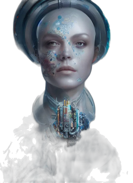robot, face, mask, crown transparent PNG cut-out