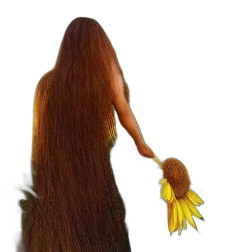 hair, staff, flower, creature transparent PNG cut-out