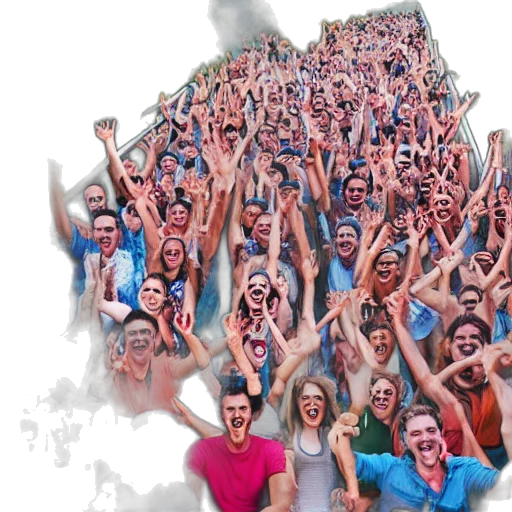 photorealistic, rollercoaster, full, happy transparent PNG cut-out