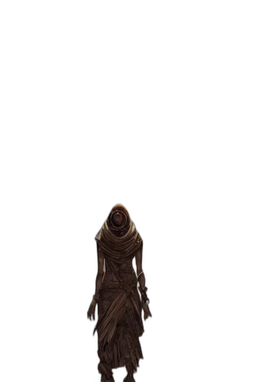 dress, staff, creature, mask transparent PNG cut-out