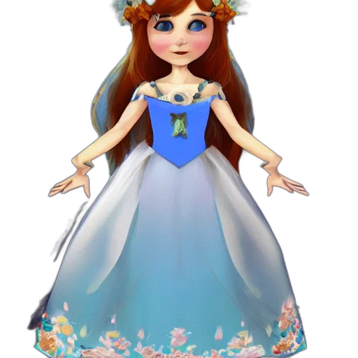 dress, crown, jewelry, 3d render transparent PNG cut-out