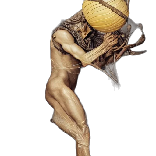 creature, mask, hair, staff transparent PNG cut-out
