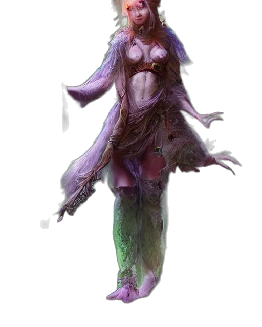 dress, creature, staff, concept art transparent PNG cut-out