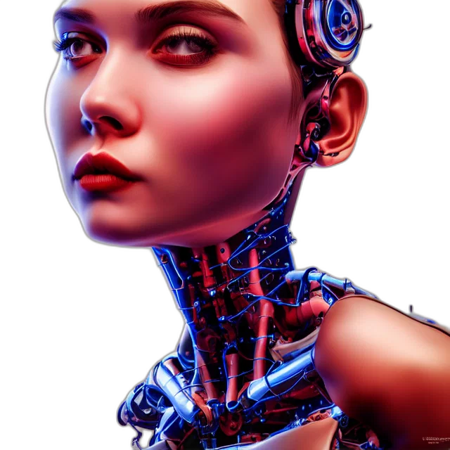 robot, face, cyberpunk, 3d render transparent PNG cut-out