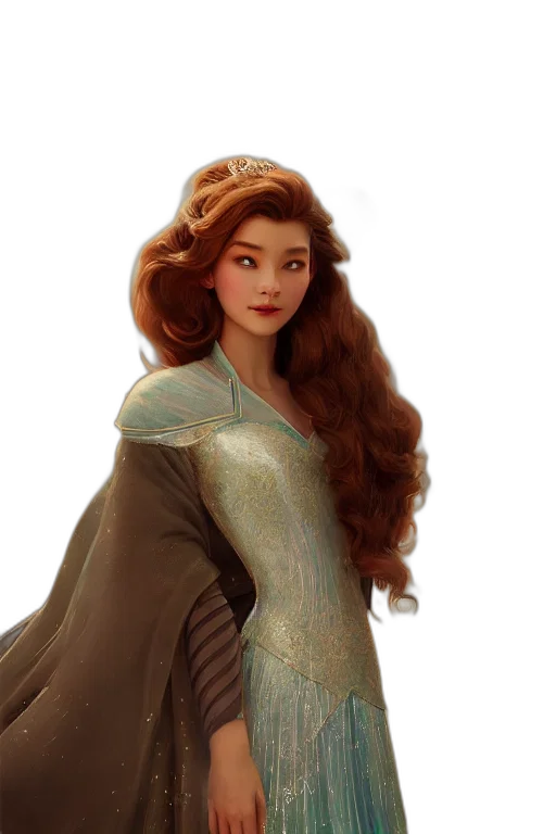 dress, crown, hair, fantasy art transparent PNG cut-out