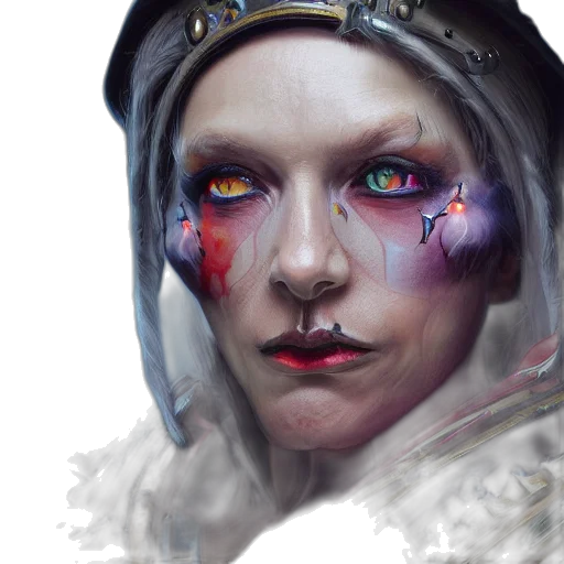 face, fantasy art, concept art, cyberpunk transparent PNG cut-out