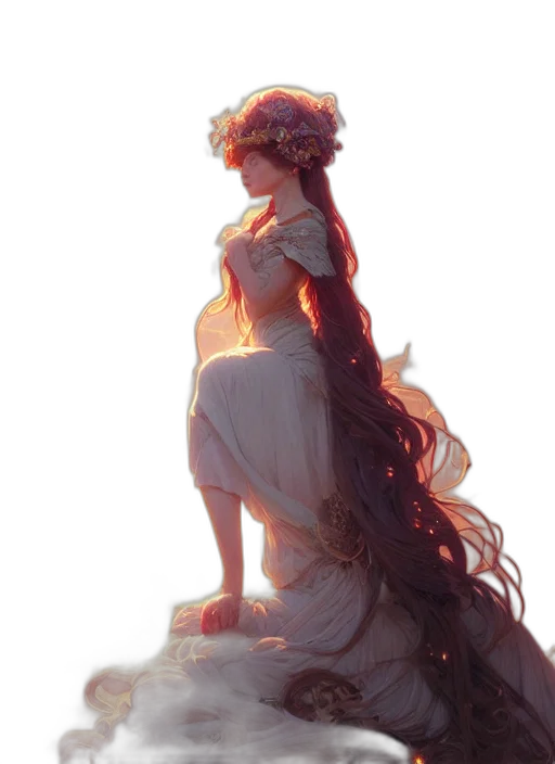 dress, crown, staff, dragon transparent PNG cut-out