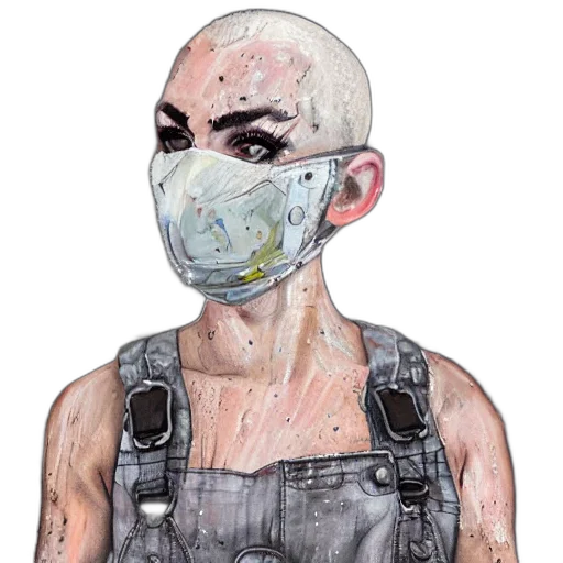 mask, face, concept art, cyberpunk transparent PNG cut-out