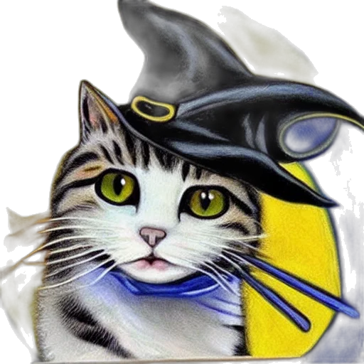 hat, staff, photorealistic, fantasy art transparent PNG cut-out