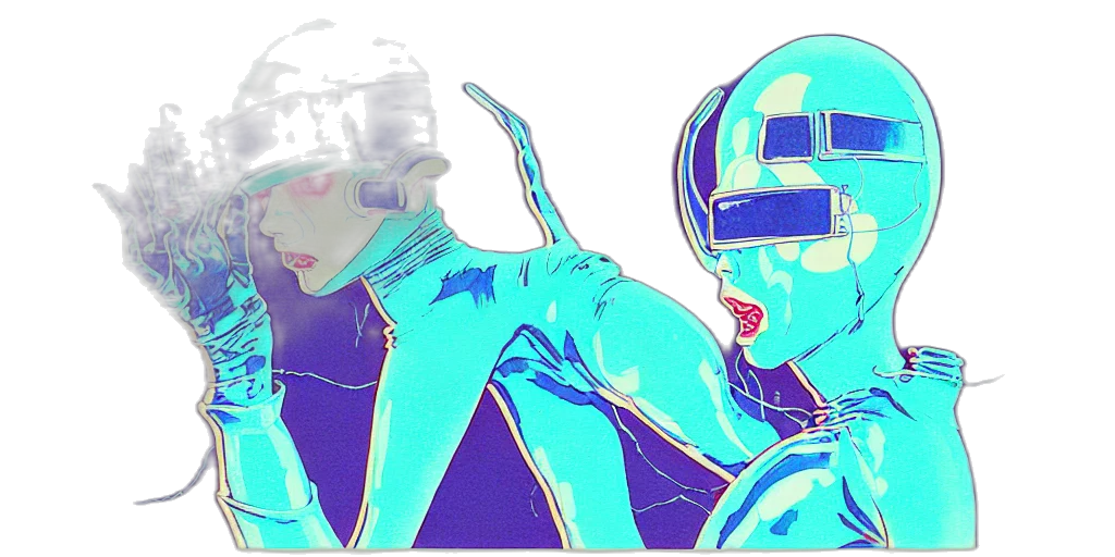 mask, robot, vaporwave, comic book art transparent PNG cut-out